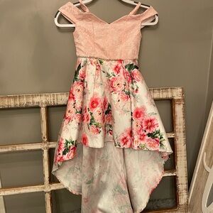 Floral Pink Girls high low Dress Easter Size 7